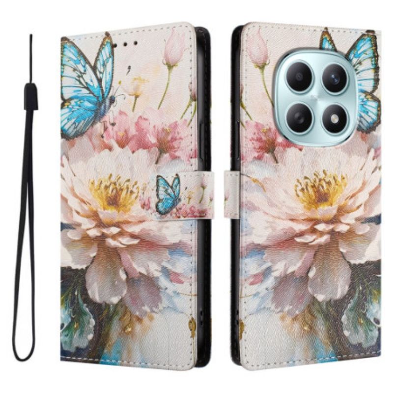 Lederhüllen Xiaomi Redmi Note 15 5g Schmetterling Und Blumen