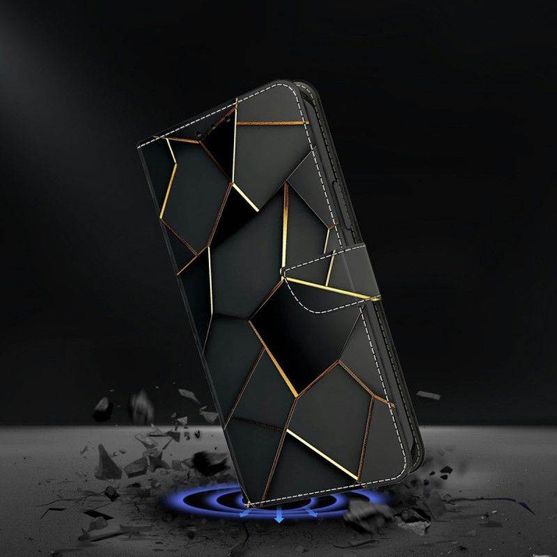 Lederhüllen Xiaomi Redmi Note 15 5g Schwarz-gold-muster