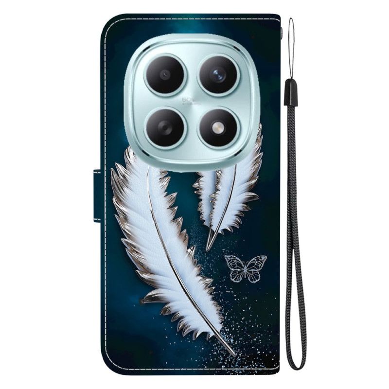 Lederhüllen Xiaomi Redmi Note 15 5g Weiße Federn