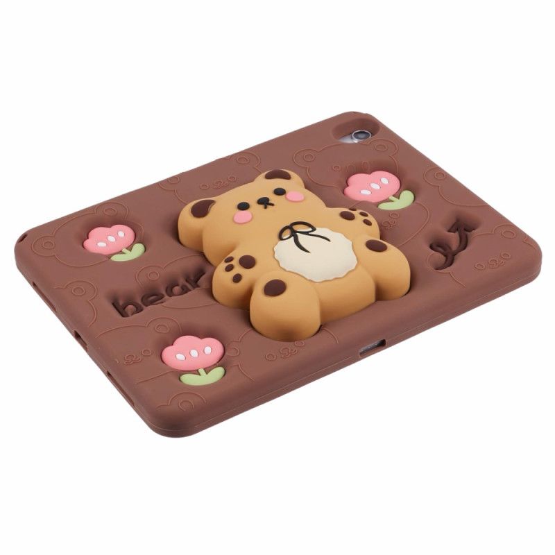 Case iPad (2025) Handyhülle Teddybär-ständer Und Tulpenmuster
