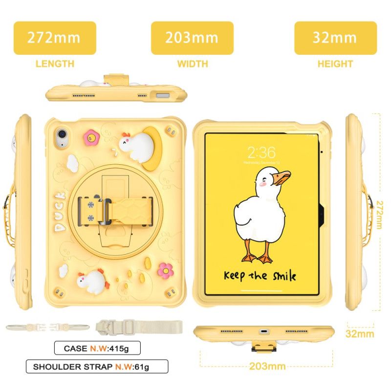 Hülle iPad (2025) Enten-ständer Mit Schultergurt Für Kinder