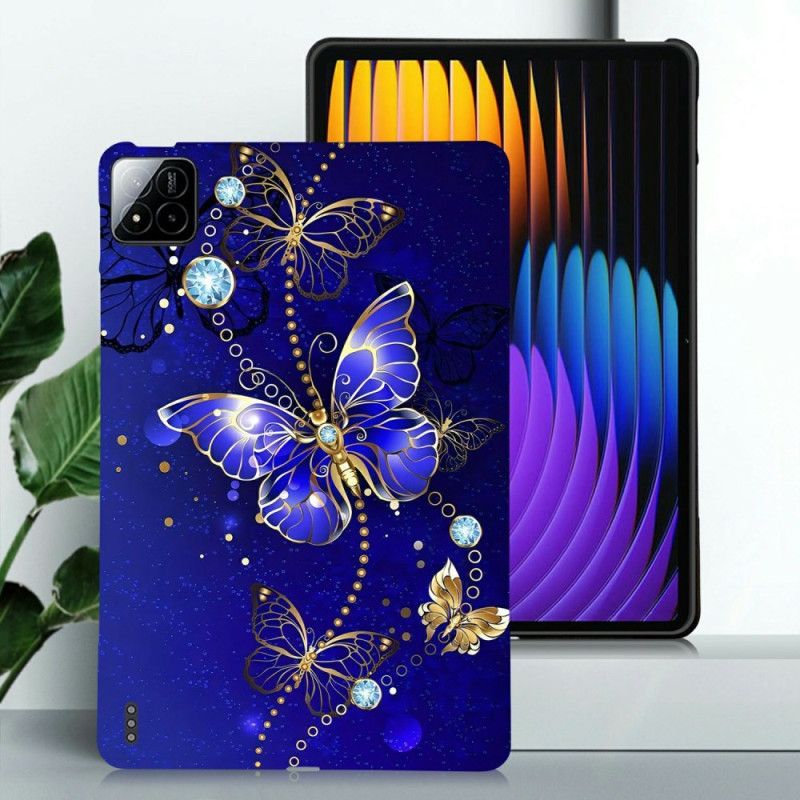Hülle Für Xiaomi Pad 7 / 7 Pro Blaue Schmetterlinge Und Diamanten