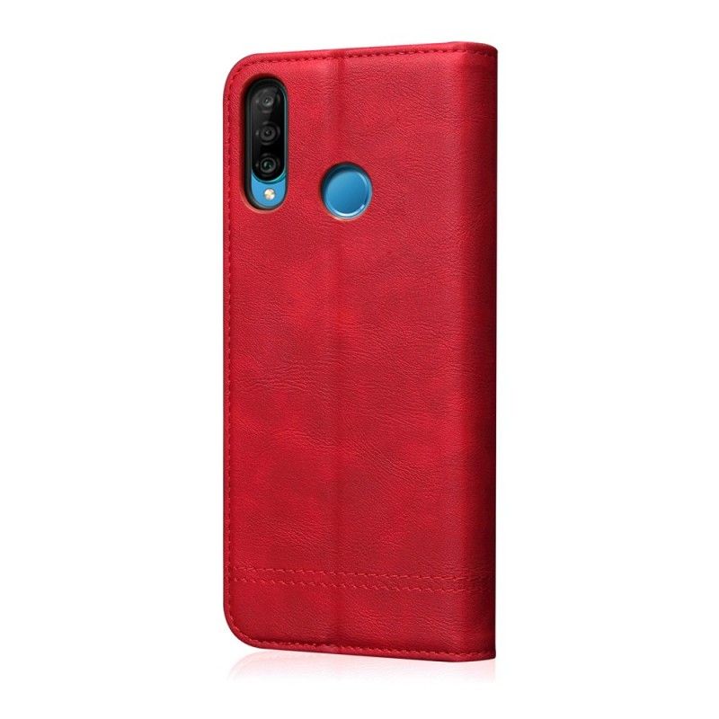 Flip Case Für Huawei P30 Lite Schwarz Genähter Ledereffekt