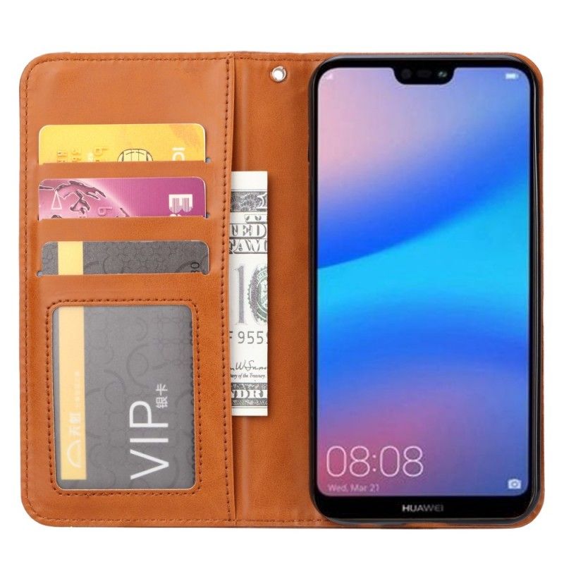 Flip Case Huawei P30 Lite Schwarz Kartenhalter Aus Kunstleder