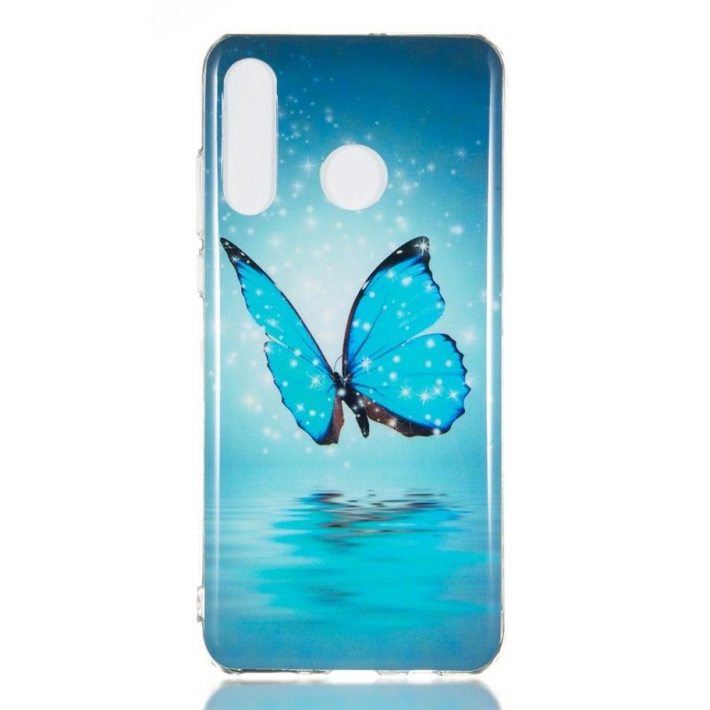 Hülle Huawei P30 Lite Handyhülle Fluoreszierender Blauer Schmetterling