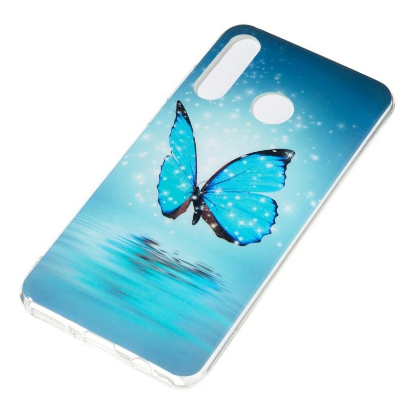 Hülle Huawei P30 Lite Handyhülle Fluoreszierender Blauer Schmetterling