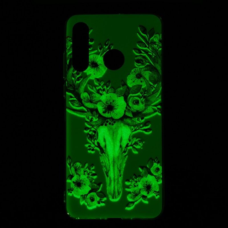 Hülle Huawei P30 Lite Handyhülle Fluoreszierender Blühender Elch