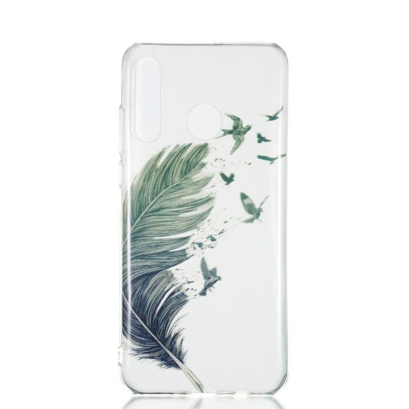 Hülle Huawei P30 Lite Transparente Farbige Federn