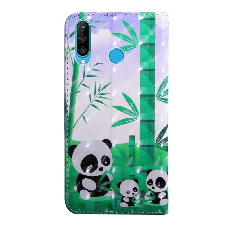 Lederhüllen Huawei P30 Lite Handyhülle Panda-Familie