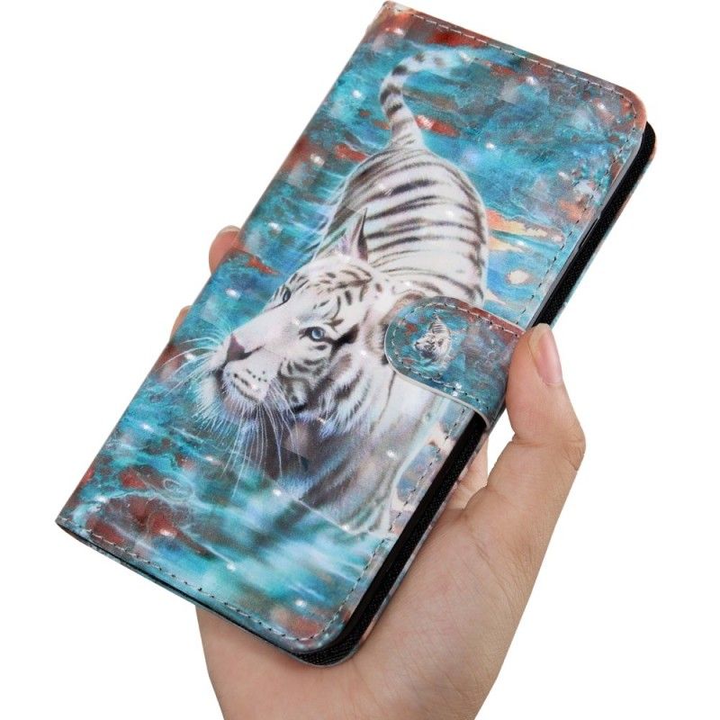 Lederhüllen Huawei P30 Lite Handyhülle Tiger Im Wasser