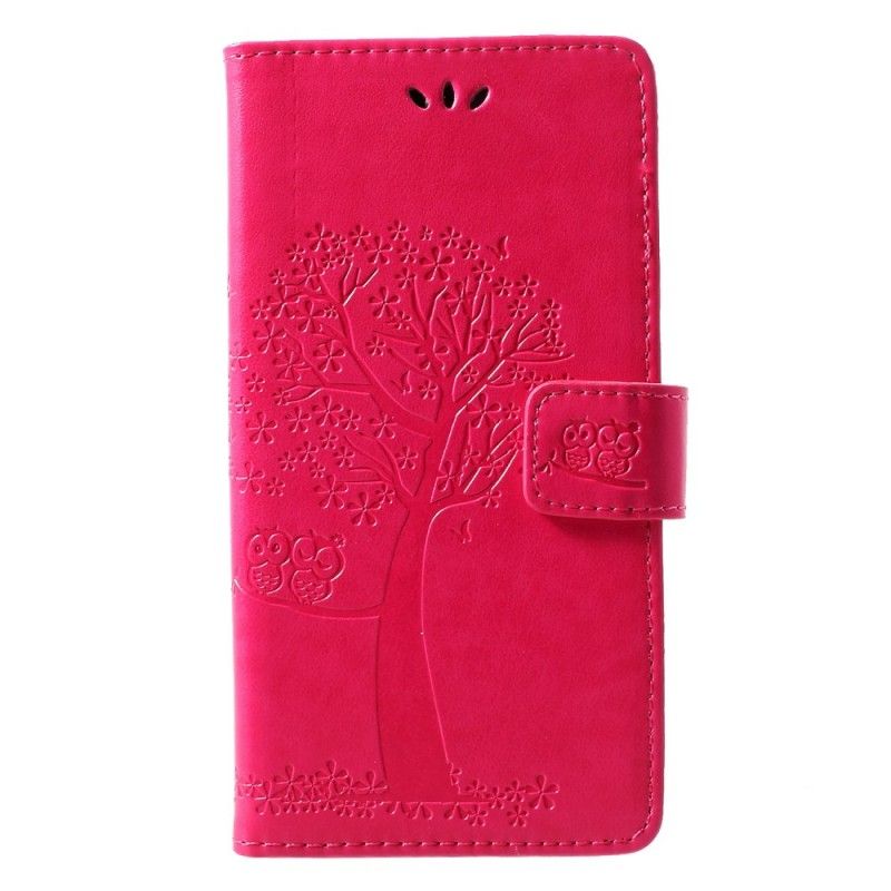 Lederhüllen Huawei P30 Lite Schwarz Baum Und Eulen Mit Tanga