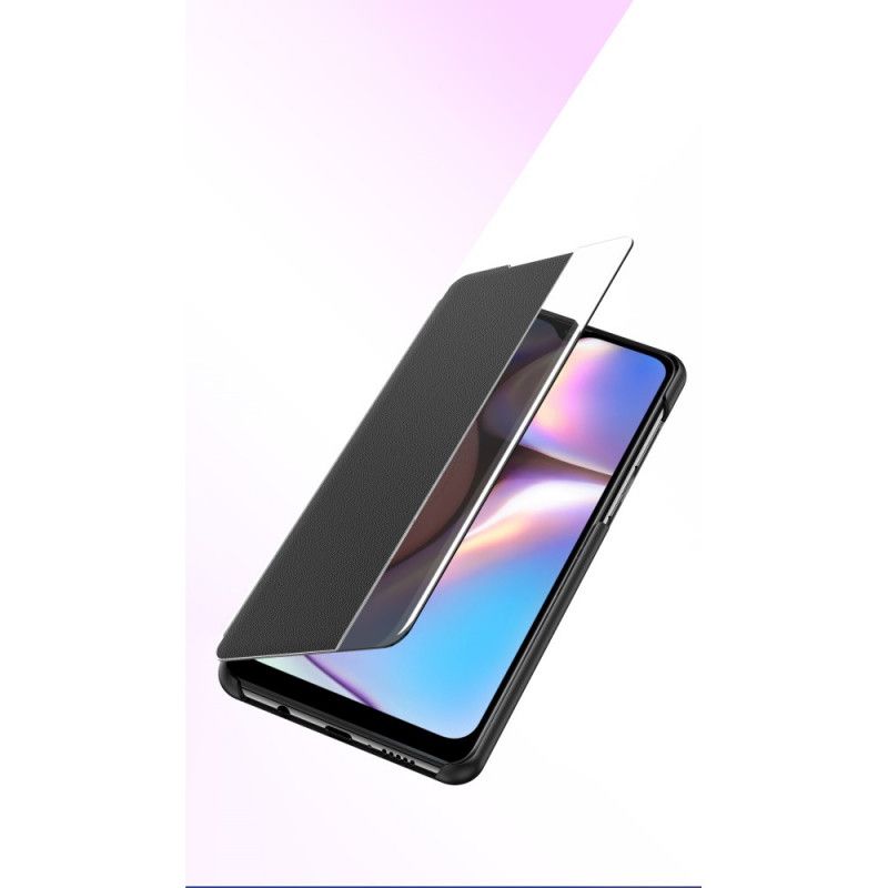 Ansichtsabdeckung Samsung Galaxy A10S Schwarz Strukturiertes Kunstleder