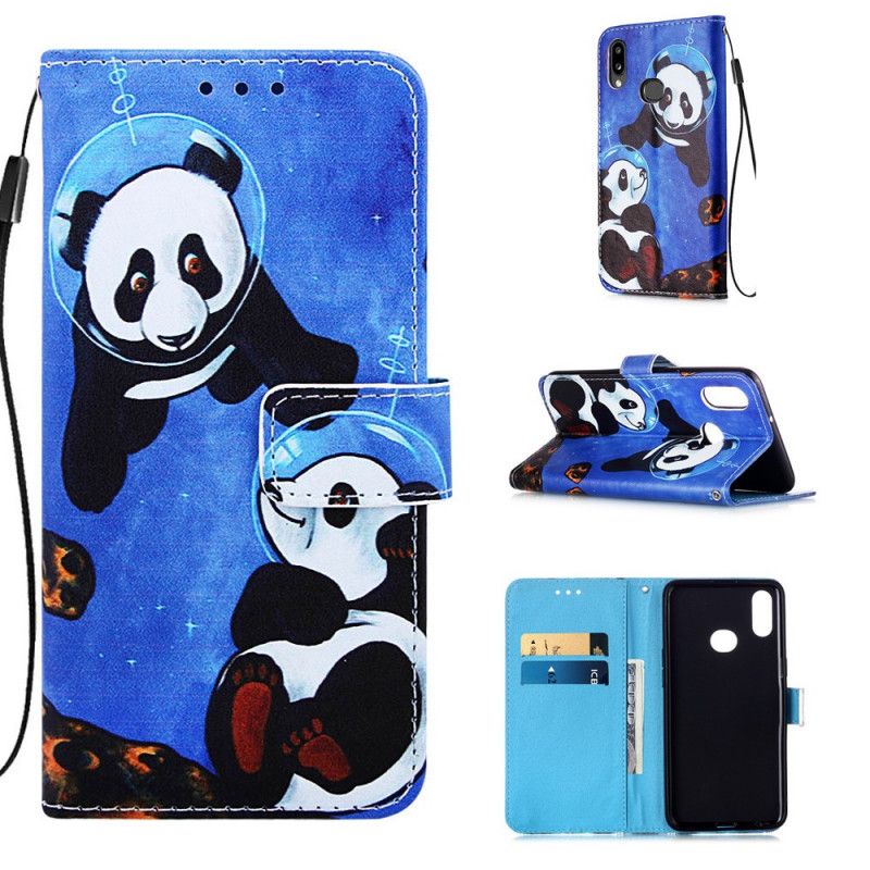 Lederhüllen Samsung Galaxy A10S Panda-Kosmonauten