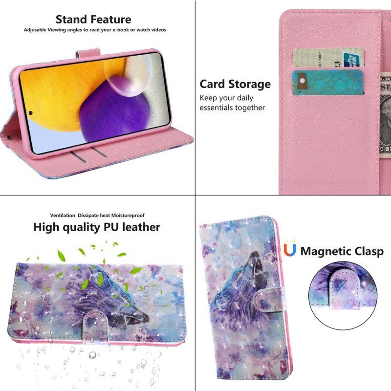 Flip Case Für Samsung Galaxy A13 5G / A04s Aquarell-wolf