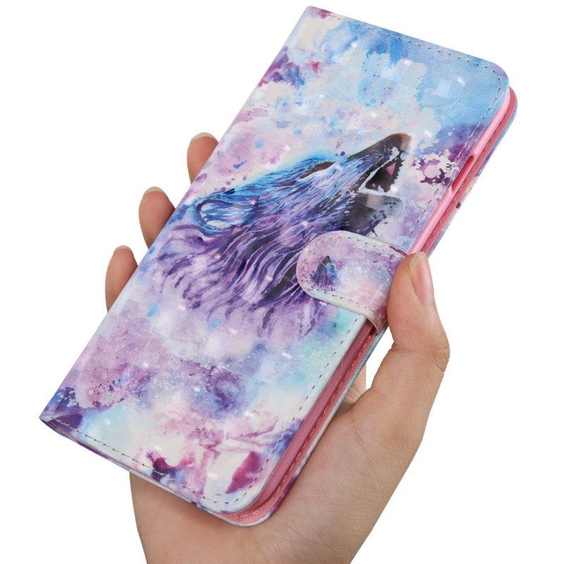 Flip Case Für Samsung Galaxy A13 5G / A04s Aquarell-wolf