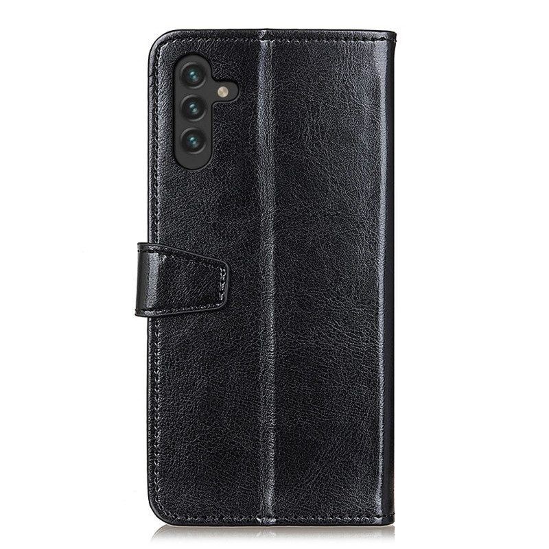 Flip Case Für Samsung Galaxy A13 5G / A04s Einfacher Glänzender Ledereffekt