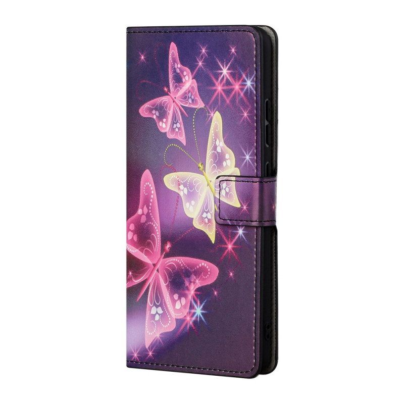 Flip Case Für Samsung Galaxy A13 5G / A04s Schmetterlinge Und Blumen