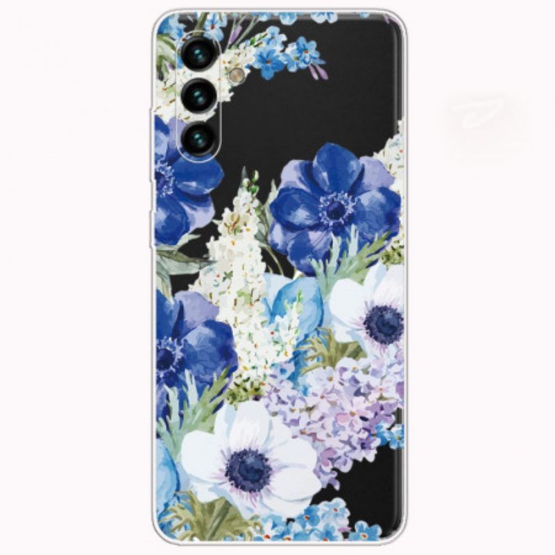 Handyhülle Für Samsung Galaxy A13 5G / A04s Aquarellblaue Blumen