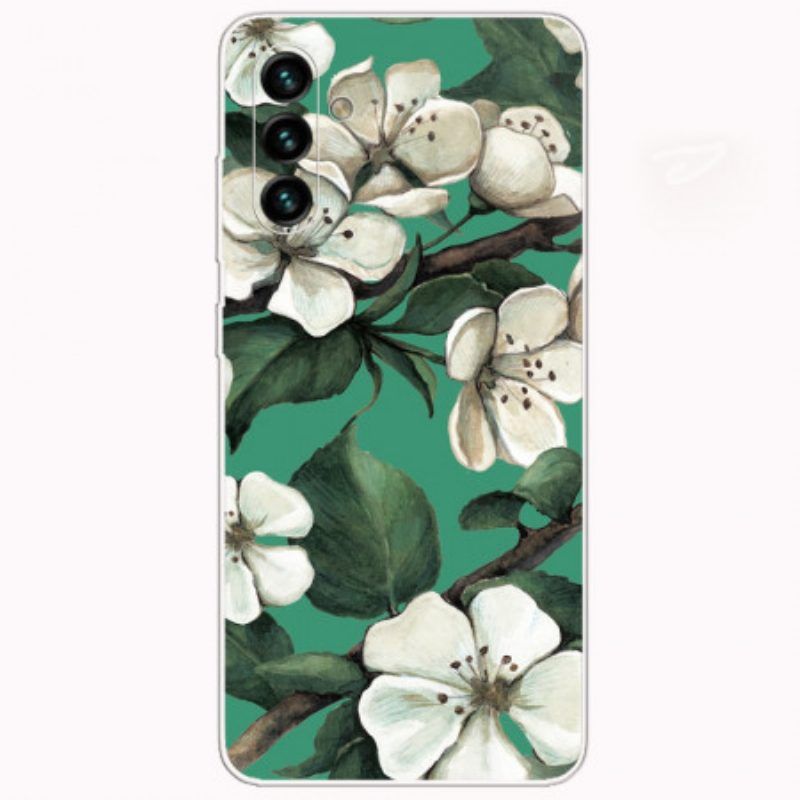 Hülle Für Samsung Galaxy A13 5G / A04s Bemalte Weiße Blumen