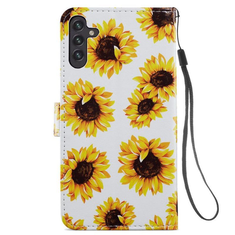Lederhüllen Für Samsung Galaxy A13 5G / A04s Sonnenblumen