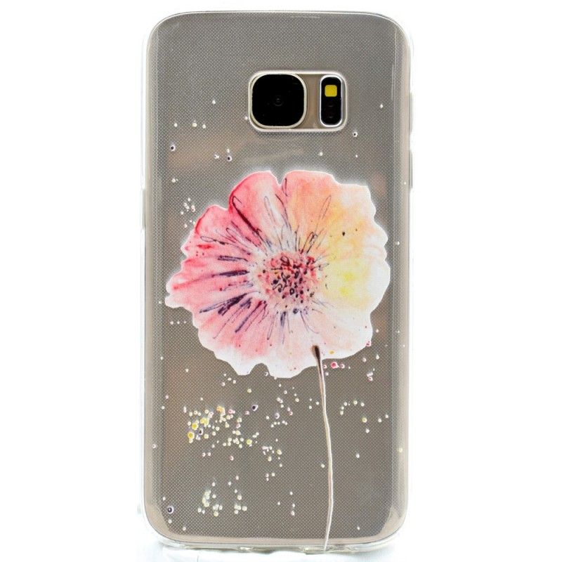 Hülle Für Samsung Galaxy S7 Transparente Aquarellmohnblume