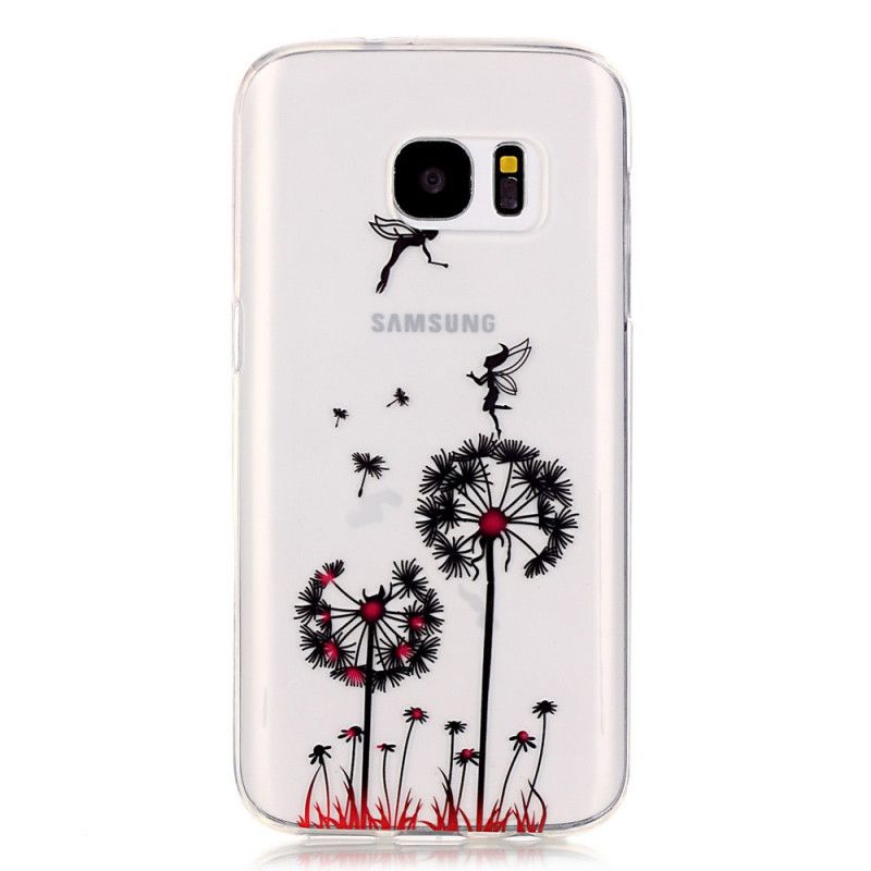 Hülle Samsung Galaxy S7 Handyhülle Transparenter Roter Löwenzahn