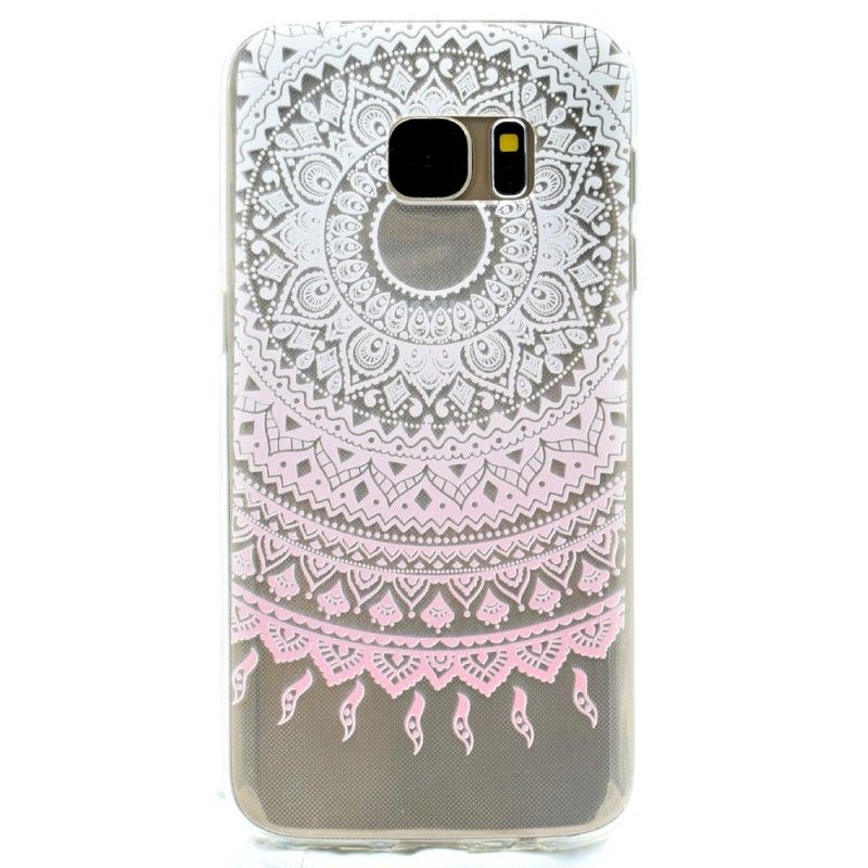 Hülle Samsung Galaxy S7 Pink Transparentes Buntes Mandala