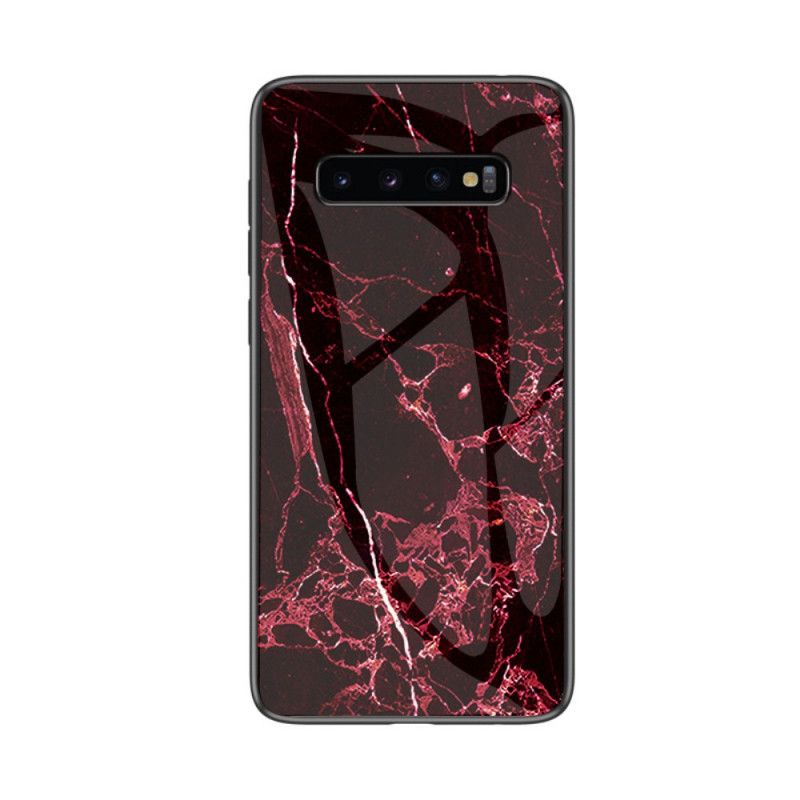Hülle Für Samsung Galaxy S10 5G Schwarz Gehärtetes Marmorglas