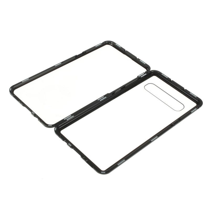 Hülle Samsung Galaxy S10 5G Schwarz Kanten Aus Metall Und Gehärtetem Glas