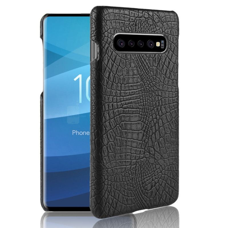 Hülle Samsung Galaxy S10 5G Schwarz Krokodilhauteffekt