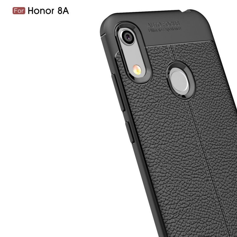 Hülle Für Honor 8A Schwarz Doppellinien-Litschileder-Effekt