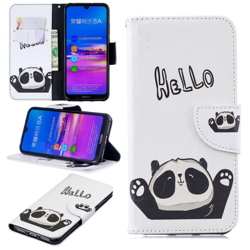 Lederhüllen Honor 8A Panda Drucken Hallo