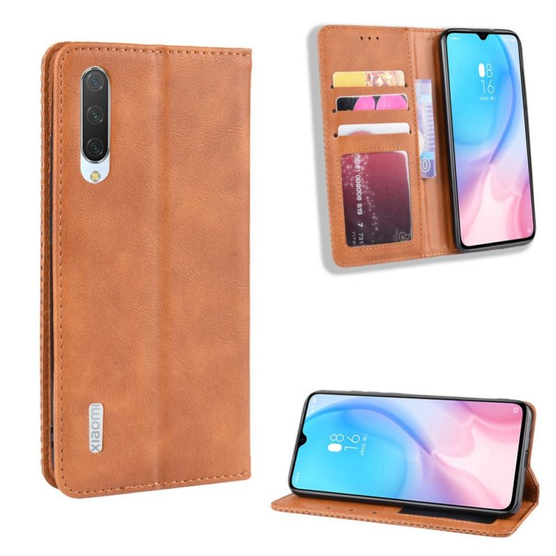 Flip Case Für Xiaomi Mi A3 Schwarz Stilisierter Vintage-Ledereffekt