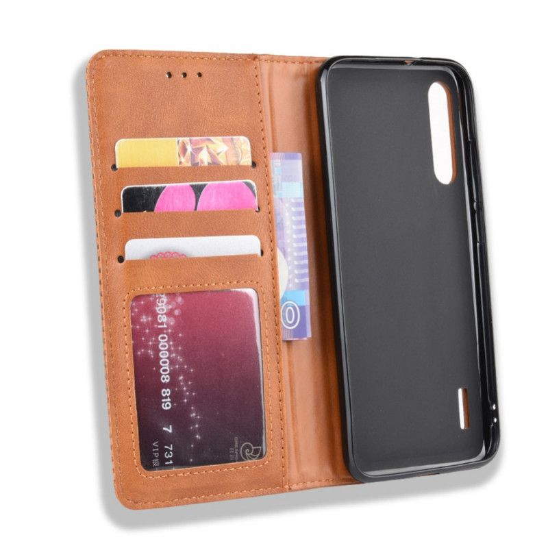 Flip Case Für Xiaomi Mi A3 Schwarz Stilisierter Vintage-Ledereffekt