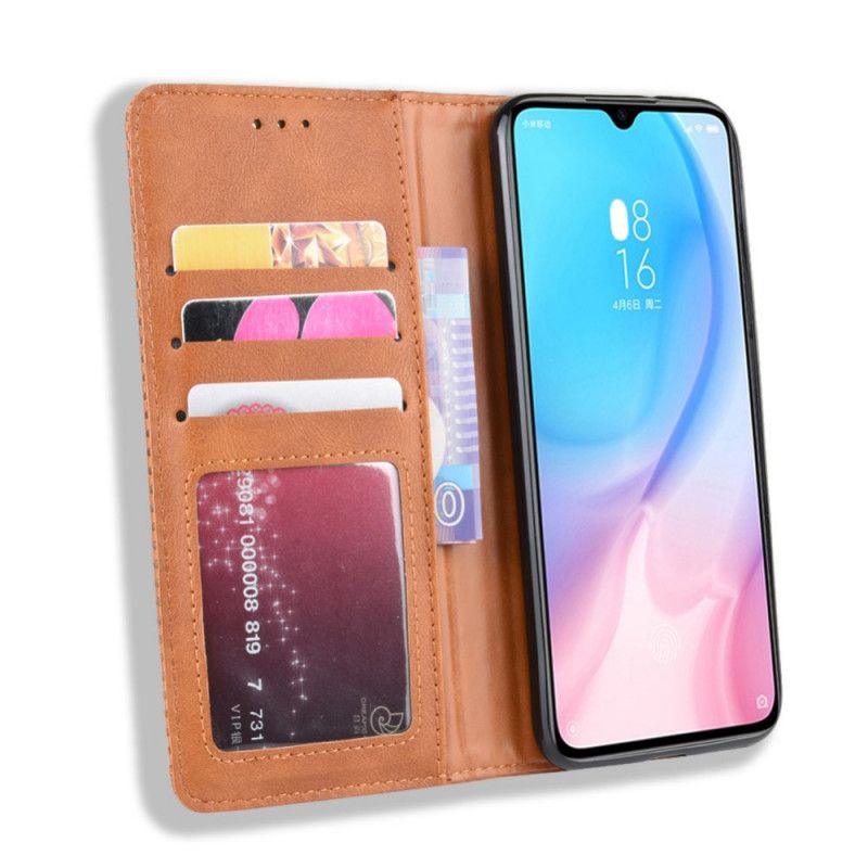 Flip Case Für Xiaomi Mi A3 Schwarz Stilisierter Vintage-Ledereffekt