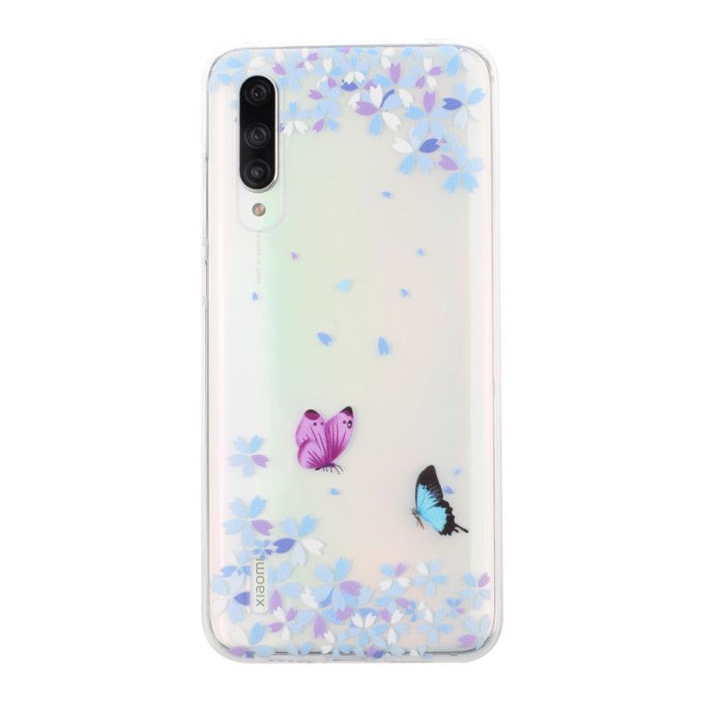 Hülle Xiaomi Mi A3 Transparente Schmetterlinge Und Blumen
