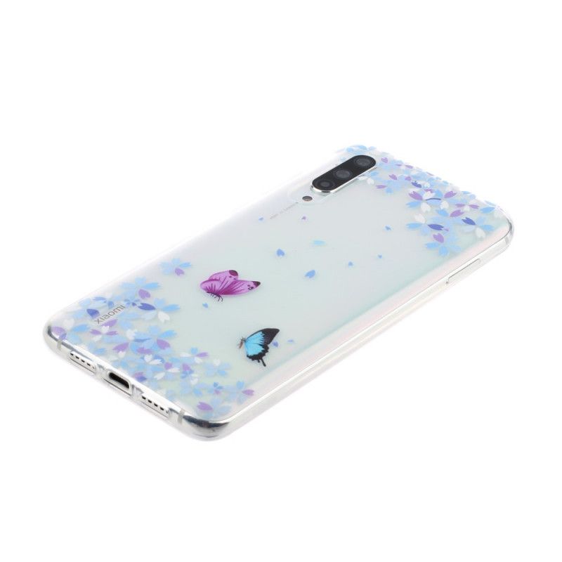 Hülle Xiaomi Mi A3 Transparente Schmetterlinge Und Blumen