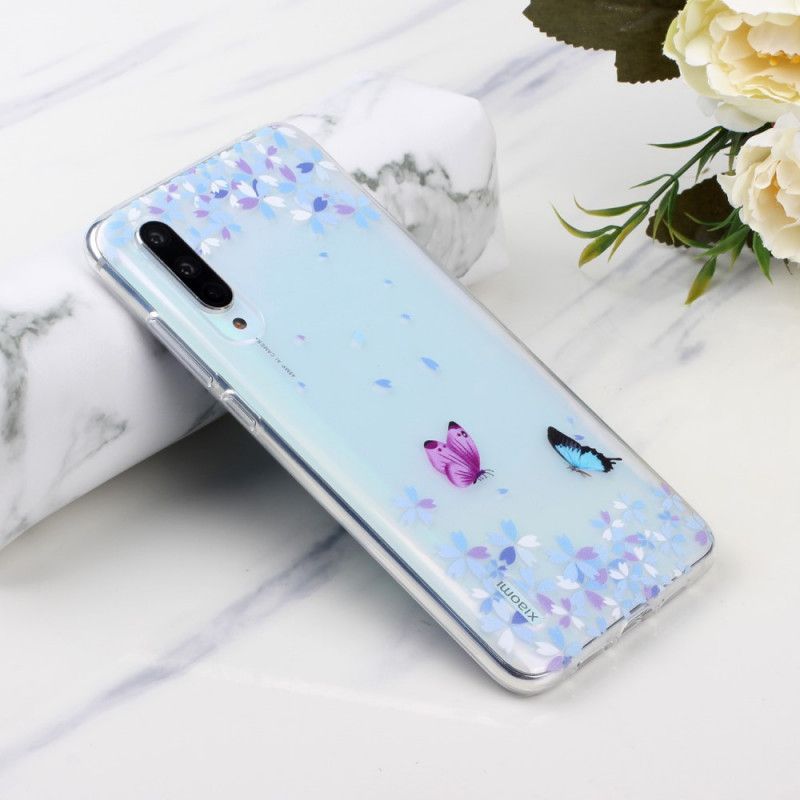 Hülle Xiaomi Mi A3 Transparente Schmetterlinge Und Blumen