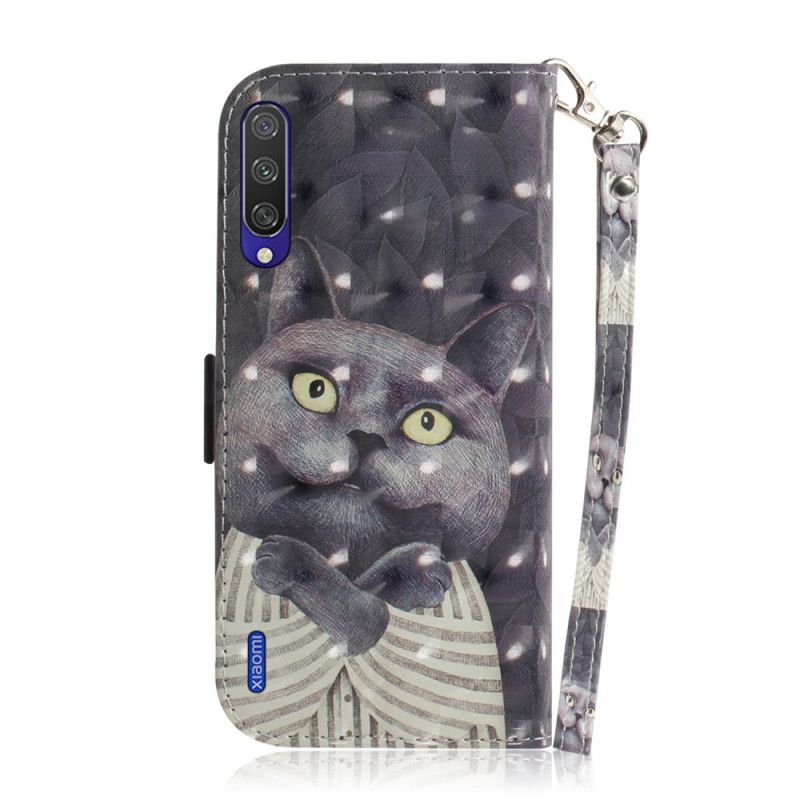 Lederhüllen Für Xiaomi Mi A3 Graue Katze Mit Tanga