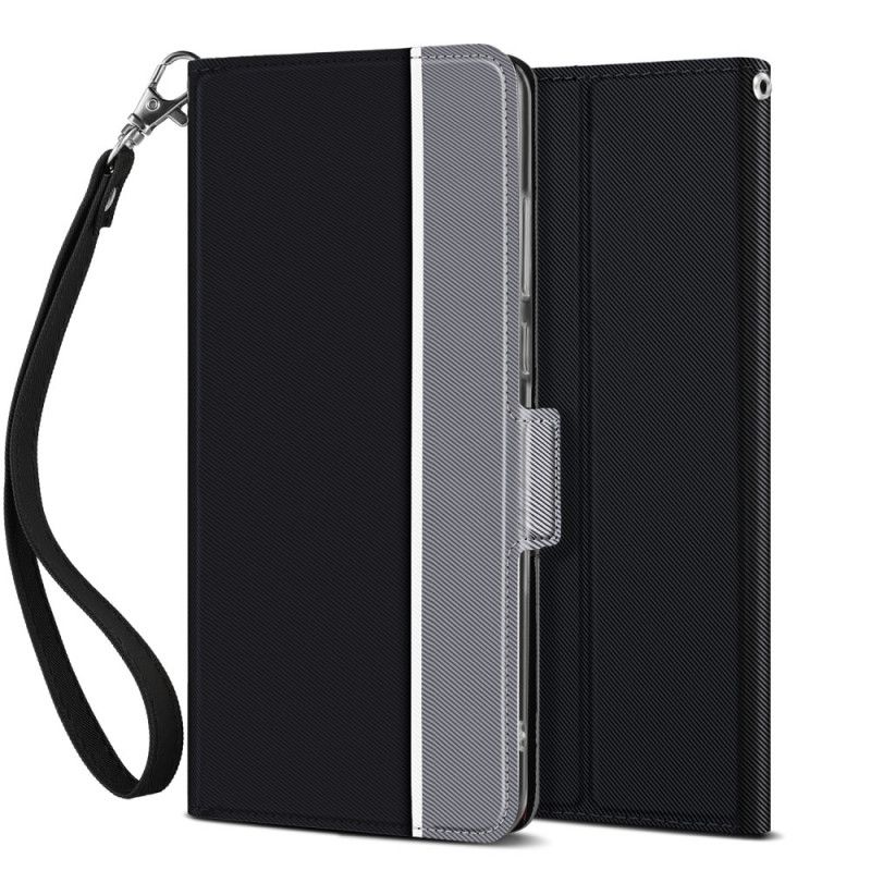 Lederhüllen Für Xiaomi Mi A3 Schwarz Vertikales Zweifarbiges Kunstleder