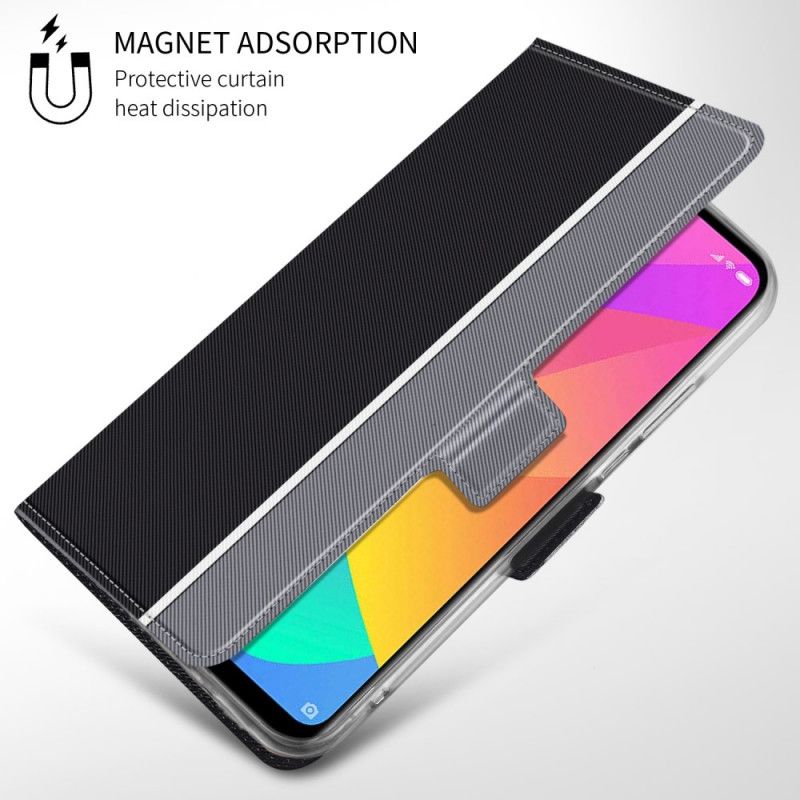 Lederhüllen Für Xiaomi Mi A3 Schwarz Vertikales Zweifarbiges Kunstleder