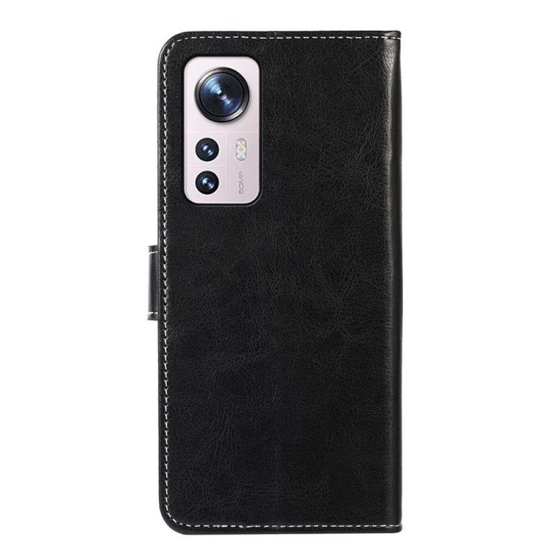 Flip Case Für Xiaomi 12 Pro Couture-ledereffekt