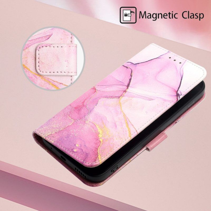 Flip Case Für Xiaomi 12 Pro Mit Kordel Gestreifter Aquarellmarmor