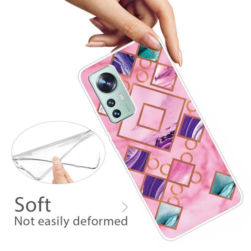 Handyhülle Für Xiaomi 12 Pro Farbiges Marmorsilikon
