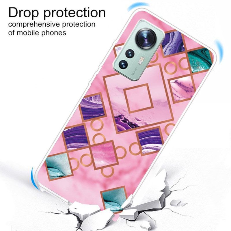 Handyhülle Für Xiaomi 12 Pro Farbiges Marmorsilikon