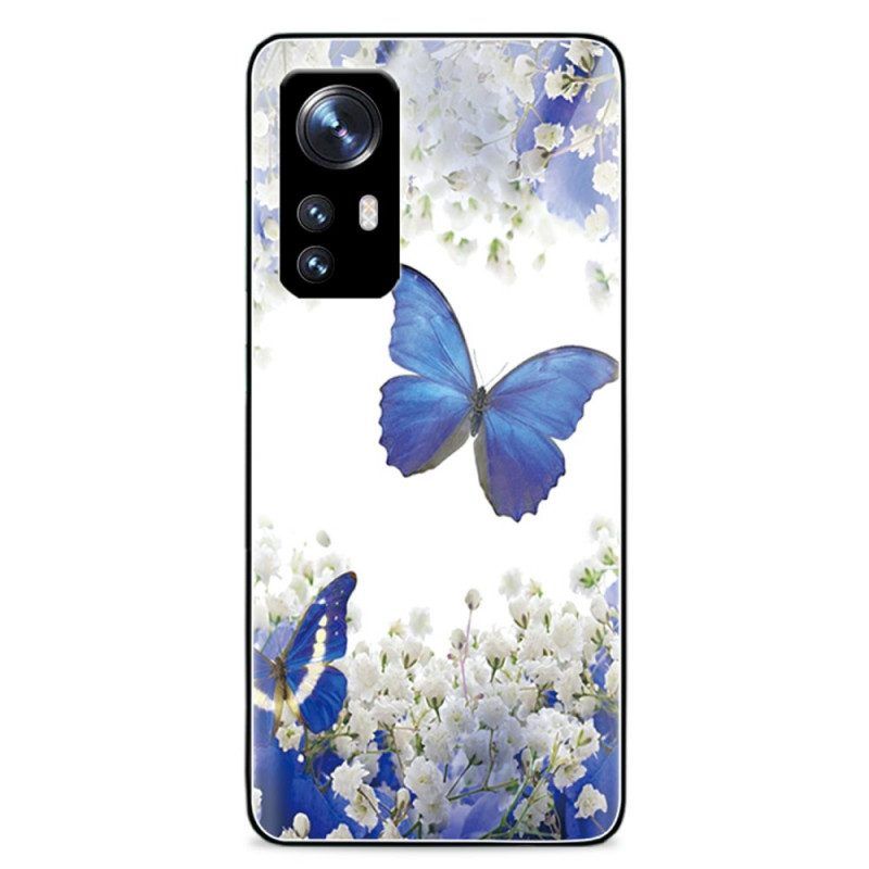 Handyhülle Für Xiaomi 12 Pro Königliche Schmetterlinge Aus Gehärtetem Glas