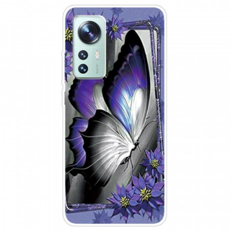 Handyhülle Für Xiaomi 12 Pro Lila Schmetterlingssilikon
