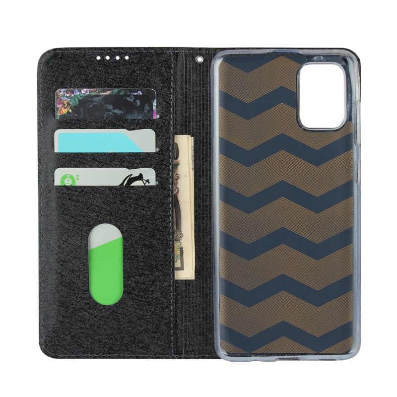 Flip Case Für Samsung Galaxy A51 Schwarz Weicher Lederstil Mit Riemen