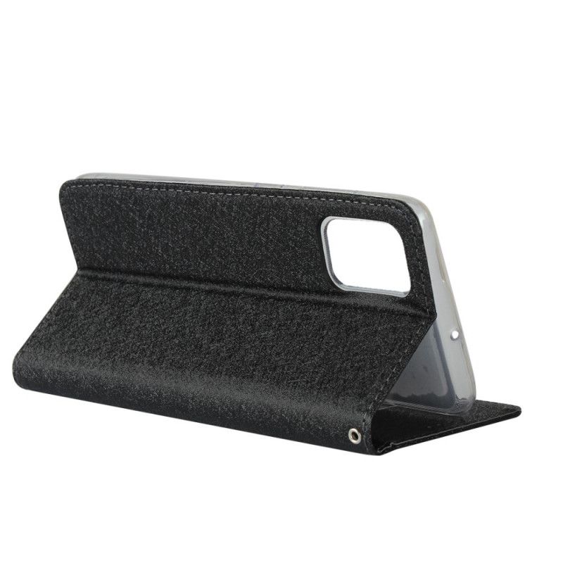 Flip Case Für Samsung Galaxy A51 Schwarz Weicher Lederstil Mit Riemen