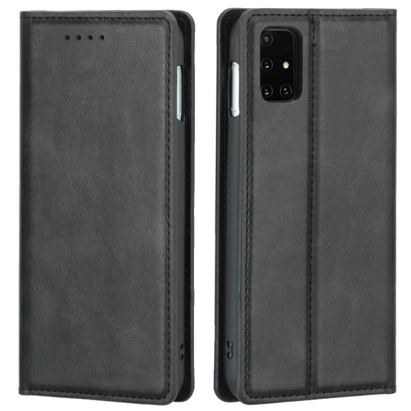 Flip Case Samsung Galaxy A51 Schwarz Vintage Lederstil